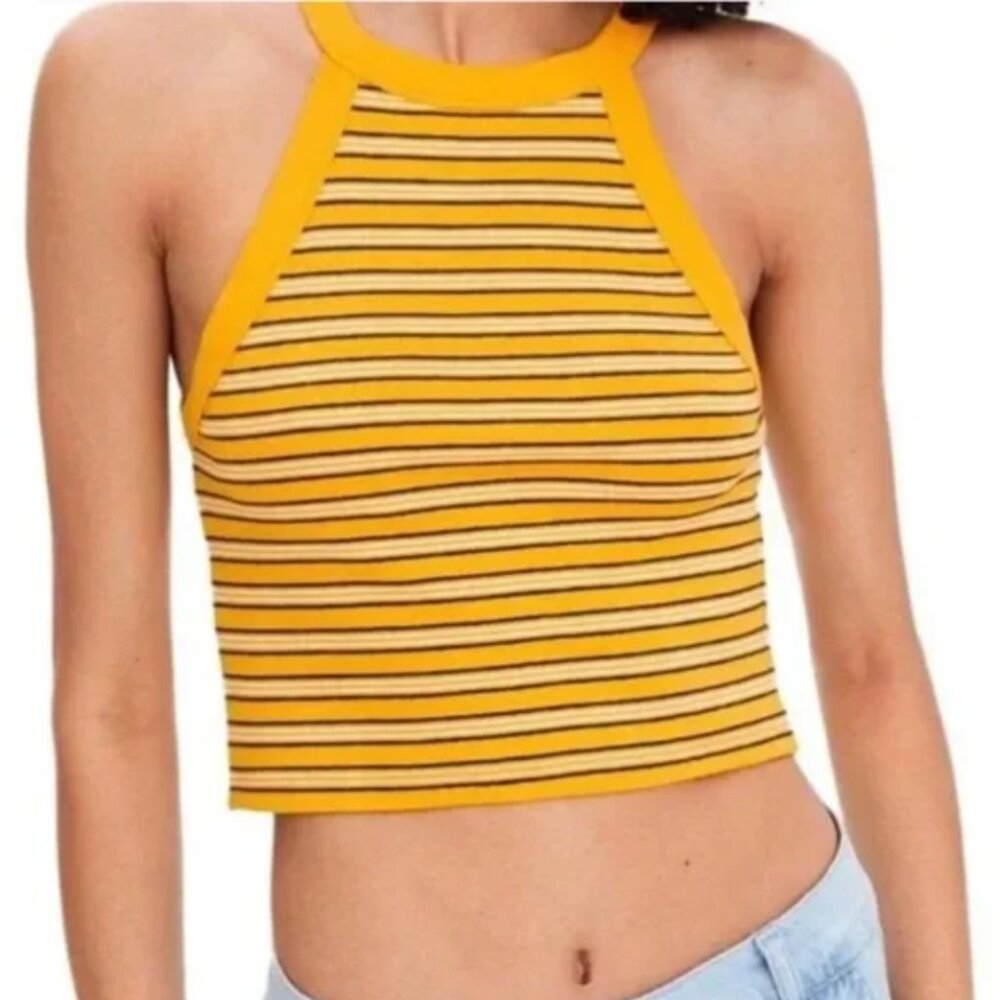 Zara Women's Striped Halter Crop Tank Top | Size S
